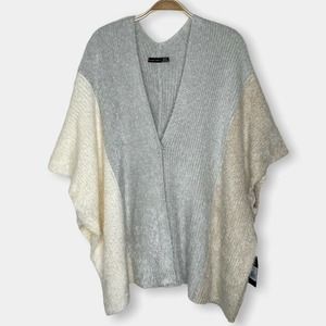 Black Tape Women's Cardigan Cape Poncho Color Block Sweater Size M